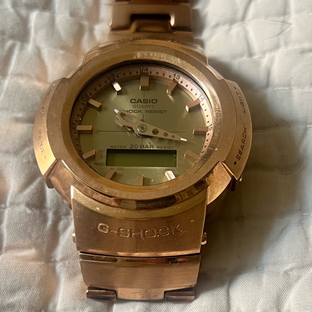 Casio Rose Gold Tone Analog-Digital G-Shock Metal Watch - Picture 2 of 4